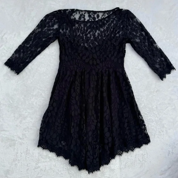 NWOT Free People Black Floral Lace Dress - Picture 7 of 9